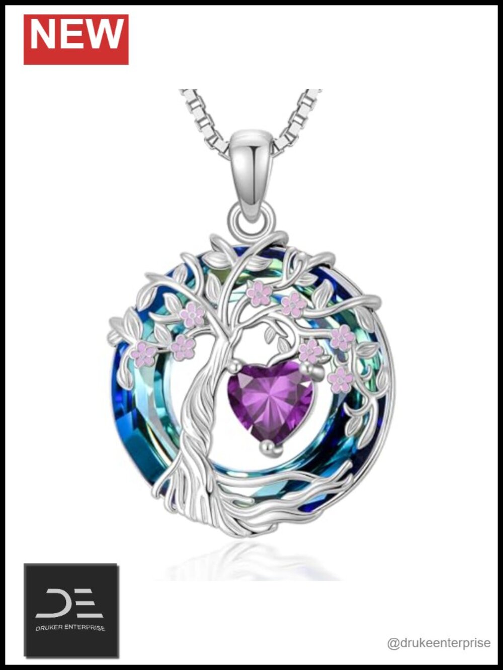 925 Sterling Silver Tree of Life Birthstone Necklace - Pendant Jewelry Gift for